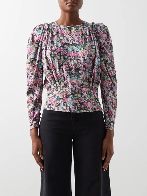 Zarga Floral-print Silk-blend Blouse - Womens - Pink Multi
