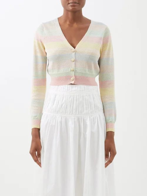 Asteria Rainbow-knit Cropped Cardigan - Womens - Rainbow