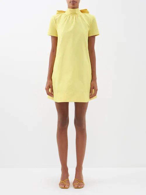 Ilana Cotton-blend Grosgrain Mini Dress - Womens - Yellow