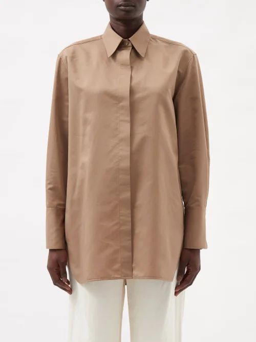 Xime Cotton-blend Poplin Shirt - Womens - Tan