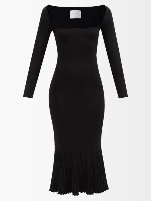 Atalanta Square-neck Jersey Midi Dress - Womens - Black
