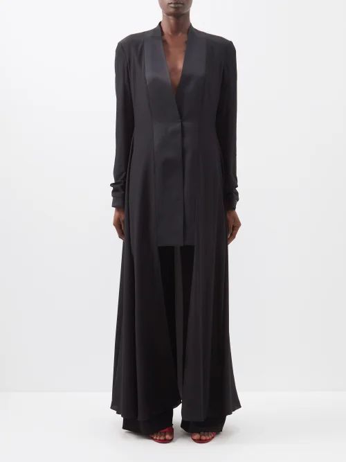 Keanu Silk-blend Longline Coat - Womens - Black