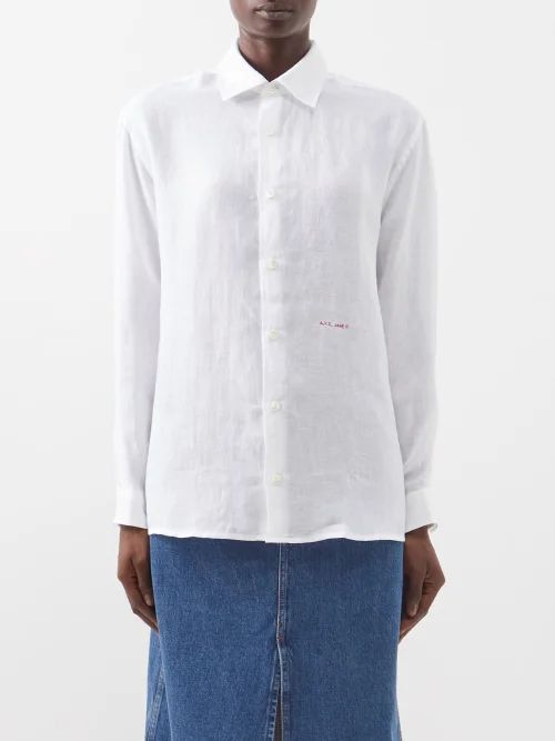 X Jane Birkin Jeanne Embroidered Linen Shirt - Womens - White