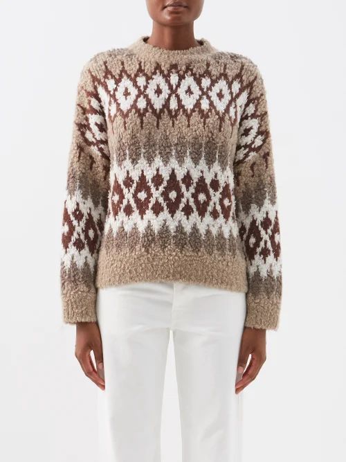 Argyle Cashmere-blend Sweater - Womens - Brown Multi