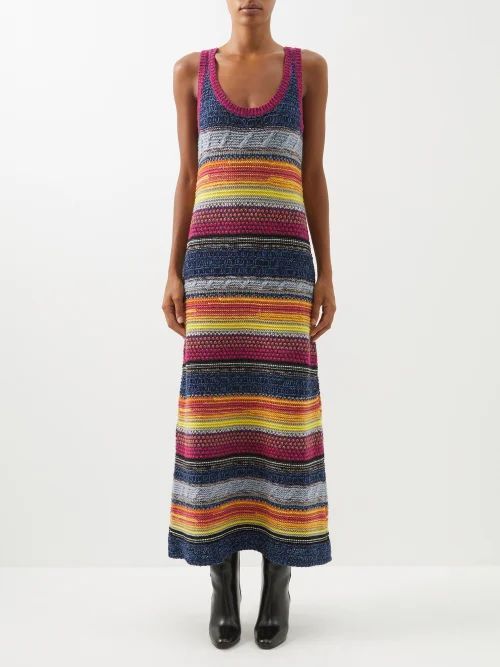 Striped Upcycled-cashmere Knitted Maxi Dress - Womens - Multi