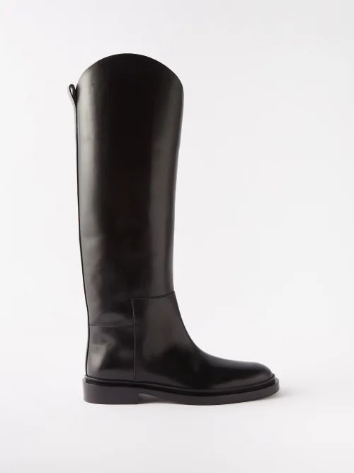 Leather Knee-high Boots - Womens - Black