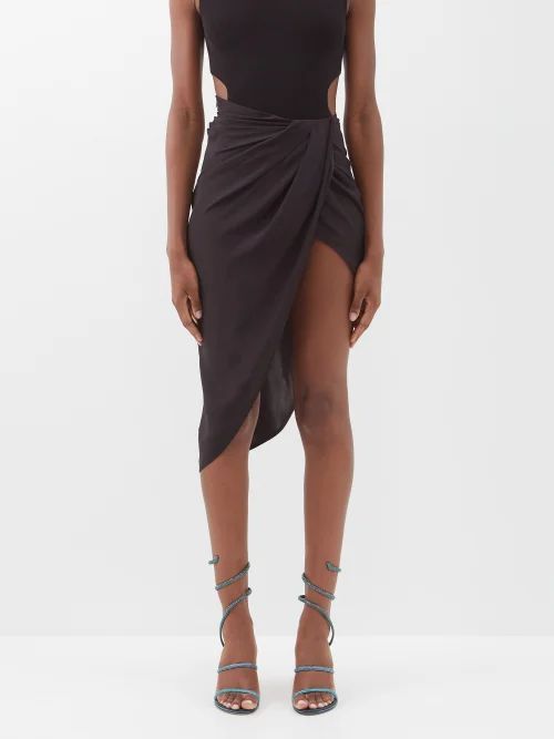 Paita Silk Crepe De Chine Wrap Skirt - Womens - Black