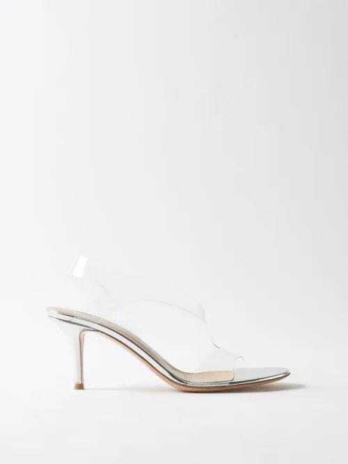 Metropolis 70 Pvc And Leather Stiletto Sandals - Womens - Silver