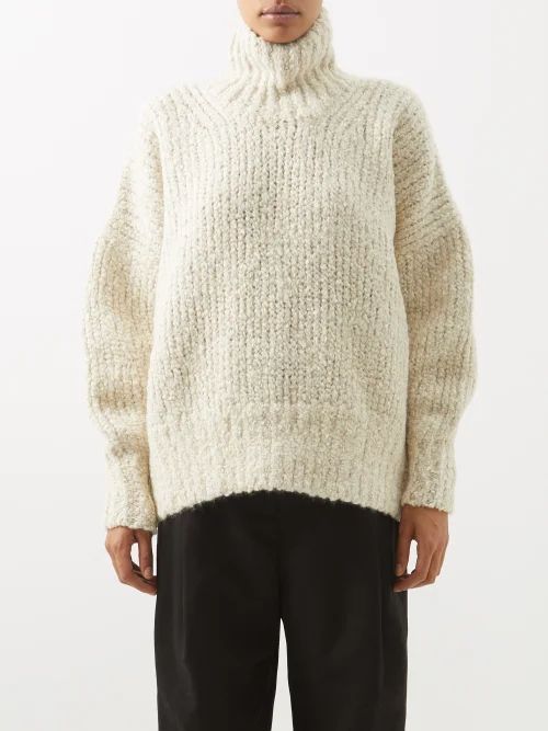 High-neck Alpaca-wool Blend Bouclé Sweater - Womens - Ivory
