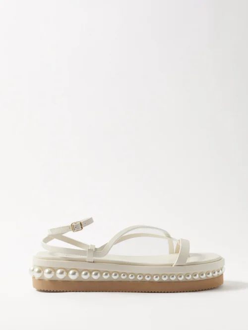 Pine Faux Pearl-embellished Leather Sandals - Womens - White Multi