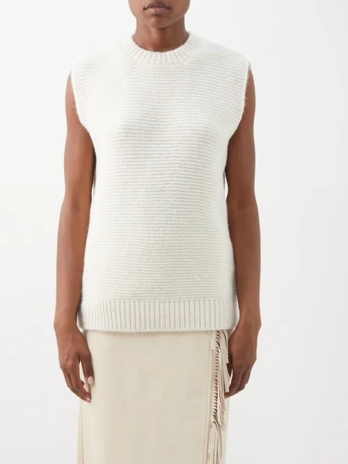 Sleeveless Rib-knitted Alpaca-blend Top - Womens - Beige