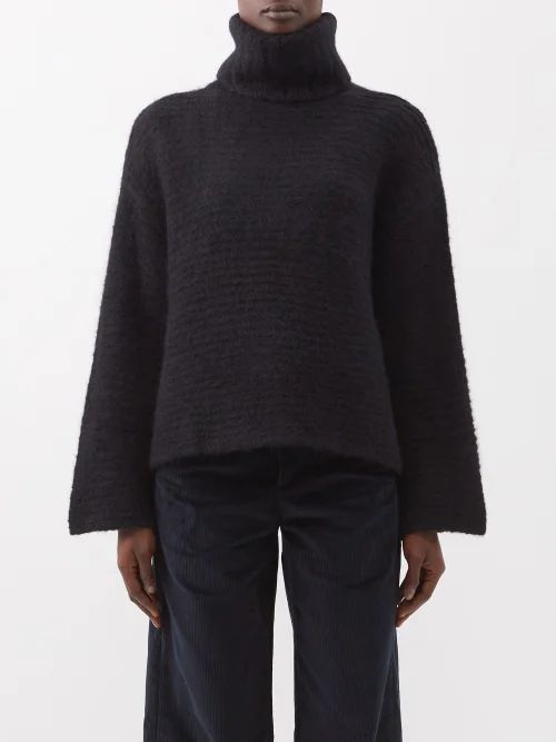 Tessa Roll-neck Ribbed Alpaca-blend Sweater - Womens - Black