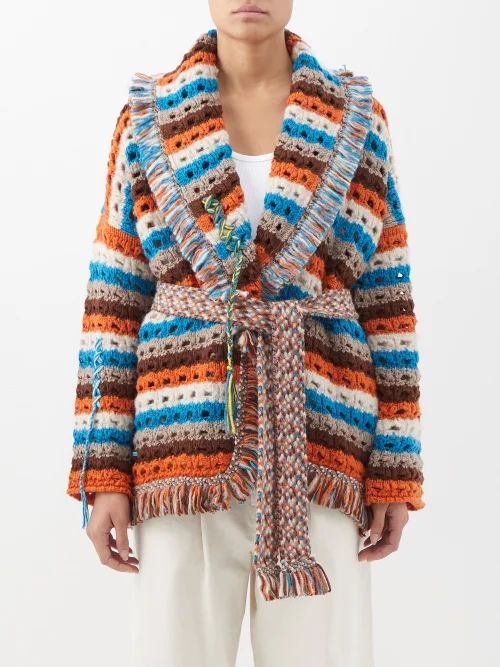Dancing Light Crocheted Wool-blend Cardigan - Womens - Orange Multi