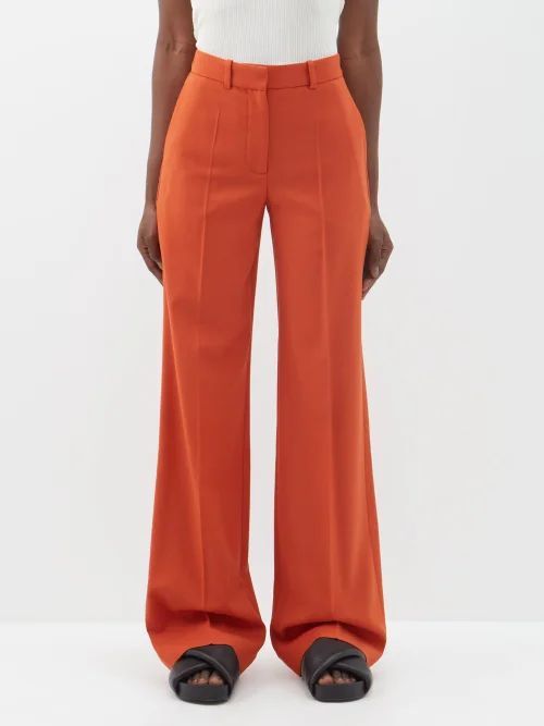 Morrissey Wool-blend Wide-leg Suit Trousers - Womens - Orange