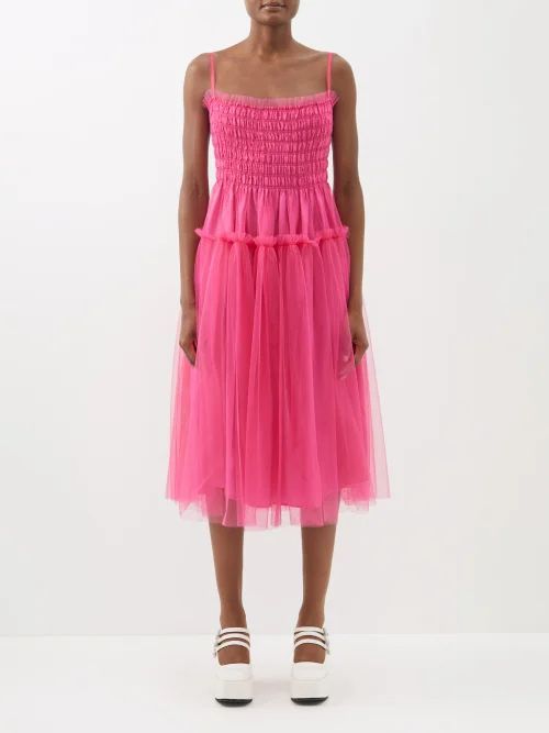 Curtis Shirred Tulle Dress - Womens - Mid Pink