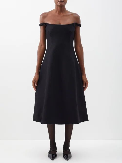 Uma Off-the-shoulder Wool-blend Corset Dress - Womens - Black