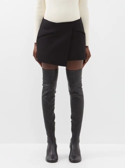 Vera Asymmetric Wool-blend Mini Skirt - Womens - Black