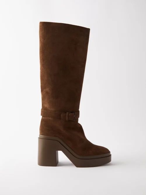 Ninon 10 Suede Knee-high Boots - Womens - Dark Brown