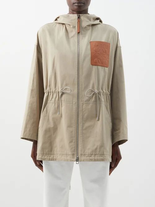 Anagram-patch Cotton-canvas Hooded Jacket - Womens - Beige