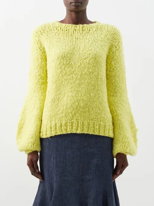 Clarissa Lantern-sleeve Cashmere Sweater - Womens - Yellow