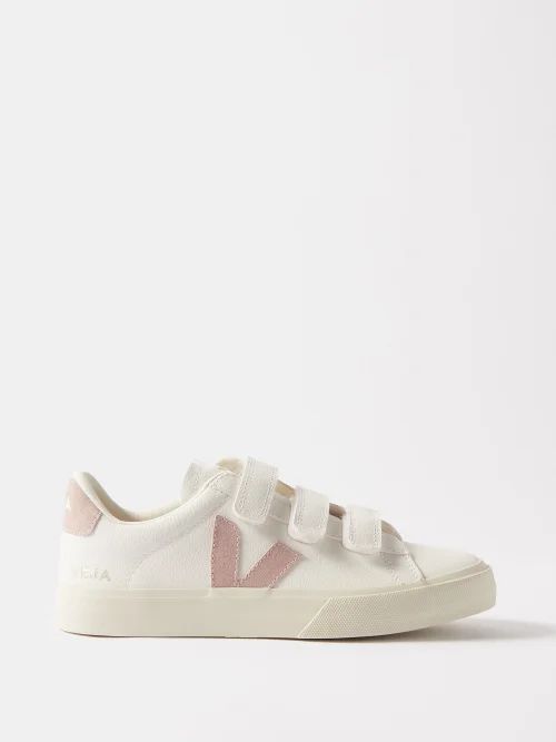 Recife Velcro Leather Trainers - Womens - White Pink