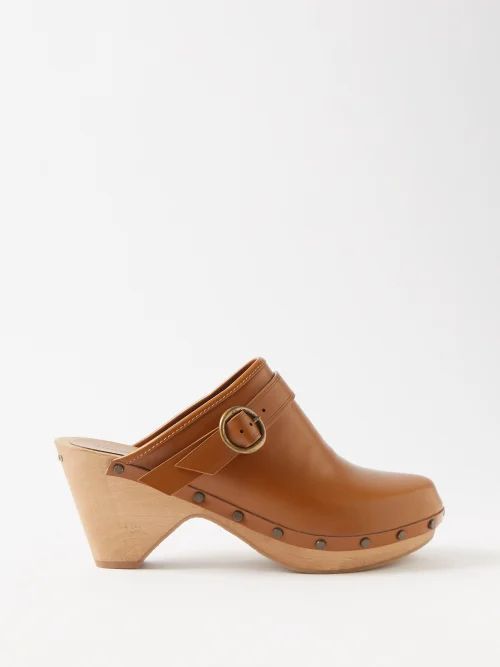 Titya 80 Buckled Leather Clogs - Womens - Brown Multi