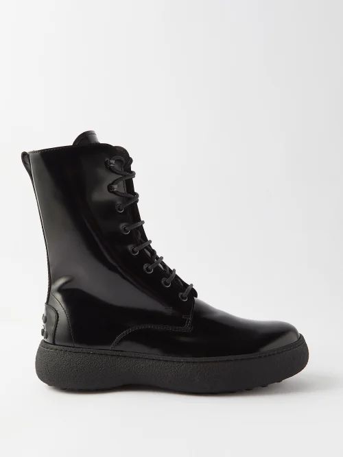 W.g Lace-up Leather Boots - Womens - Black