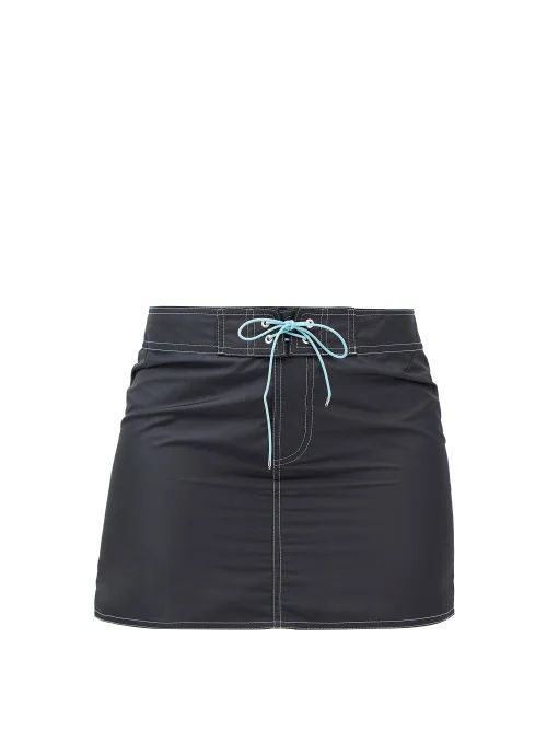 Drawstring-waist Shell Mini Skirt - Womens - Black