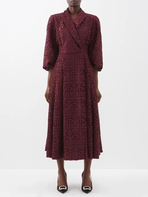 Goldie Guipure-lace Dress - Womens - Burgundy