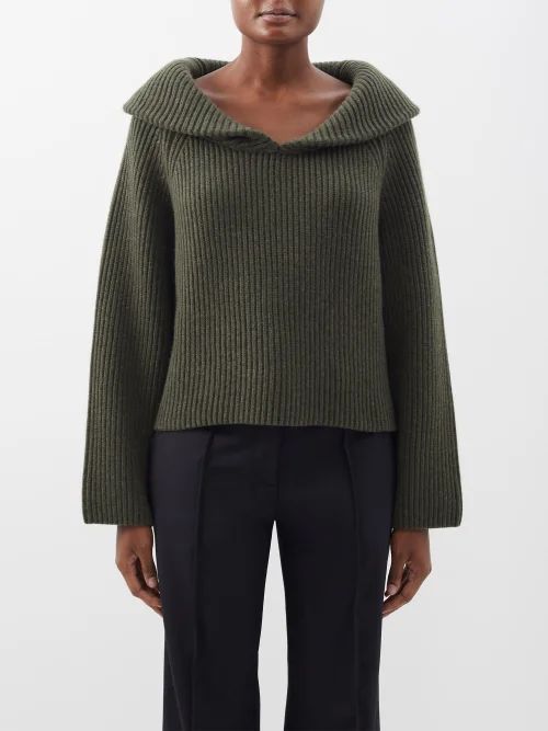 Raisa Shawl Collar Cashmere Sweater - Womens - Khaki