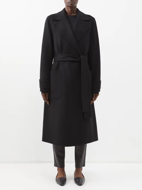 Arline Double-faced Wool-blend Wrap Coat - Womens - Black