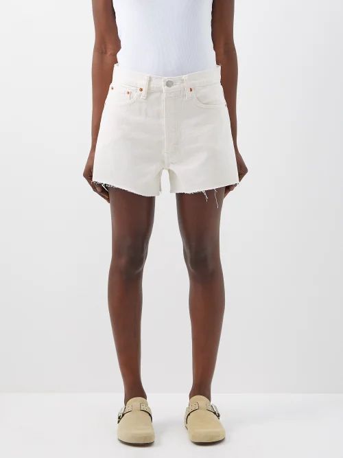 90s Low Slung Denim Shorts - Womens - Off White