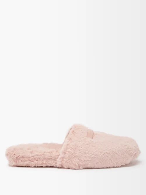 Faux Fur Backless Loafers - Womens - Pink