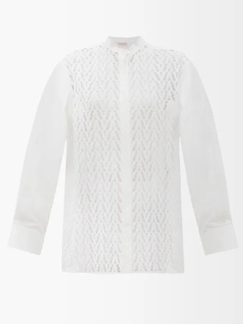 Optical Valentino Cotton-blend Lace Shirt - Womens - White