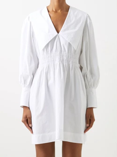 Chelsea-collar Cotton-poplin Mini Dress - Womens - White
