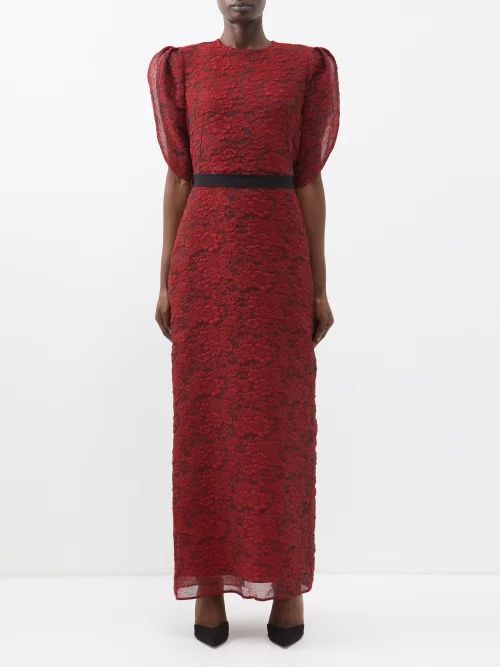 Asteria Floral-cloqué Organza Maxi Dress - Womens - Red