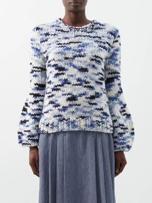 Clarissa Space-dyed Cashmere Sweater - Womens - Blue Multi