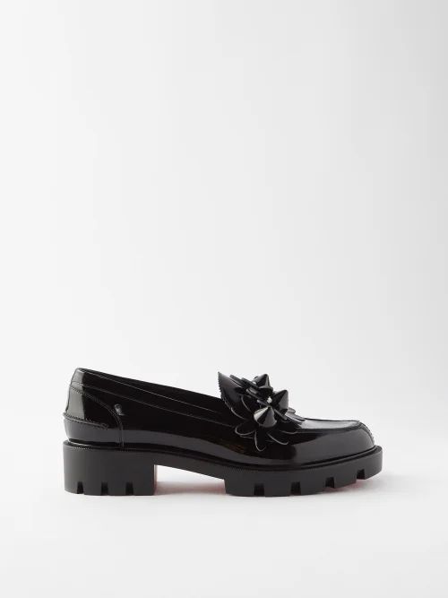 Daisy Spikes Patent-leather Loafers - Womens - Black