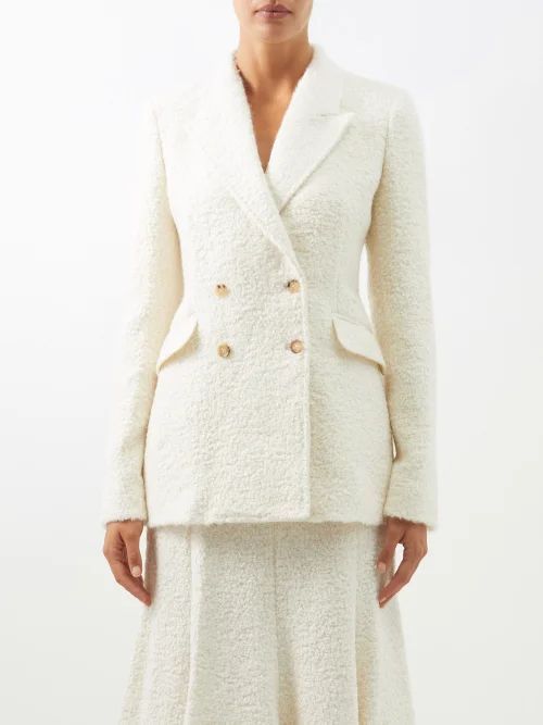 Stephanie Double-breasted Faux-shearling Blazer - Womens - Ivory