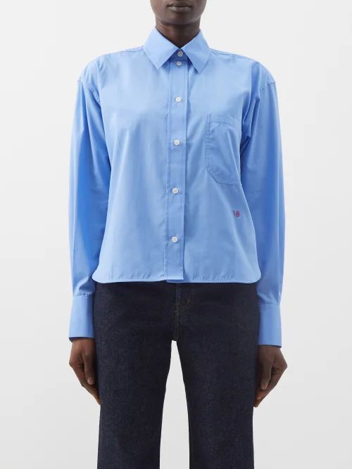 Patch-pocket Cotton-poplin Shirt - Womens - Blue