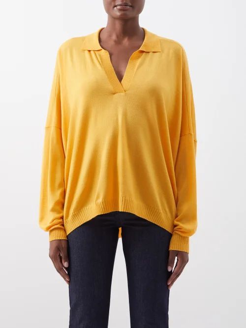 Ferdi Cashmere-blend Polo Sweater - Womens - Light Orange