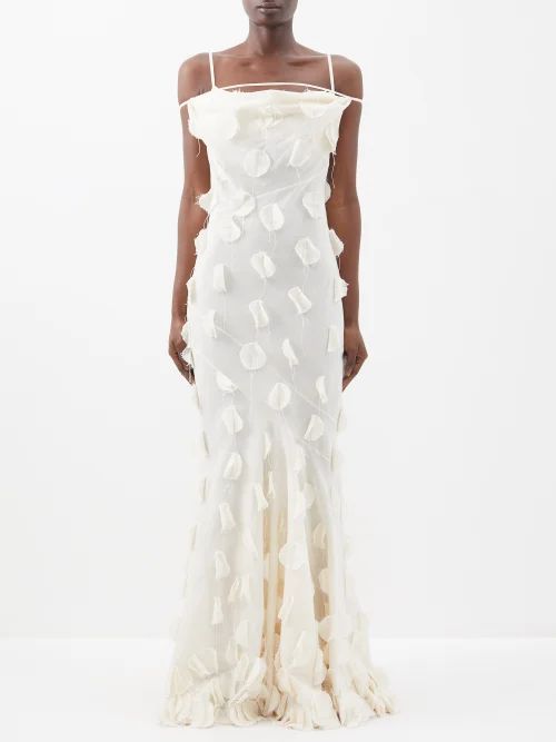 Draggiu Mermaid-hem Cotton Dress - Womens - Off White
