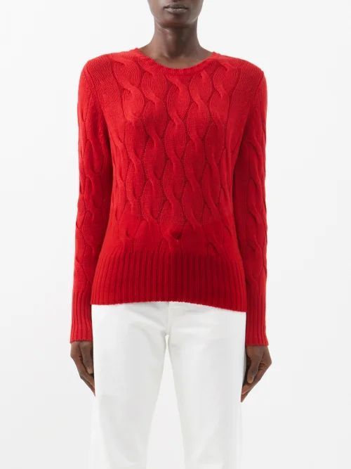 Cable-knit Cashmere Sweater - Womens - Bright Red
