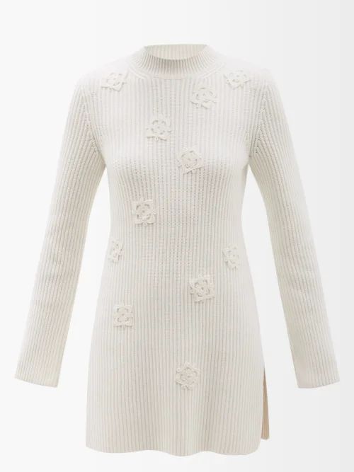 Gloria Rib-knitted Cashmere-blend Tunic Dress - Womens - Ivory