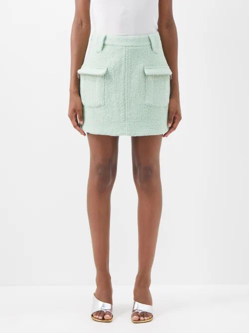 Rose Wool-blend Bouclé Mini Skirt - Womens - Light Green