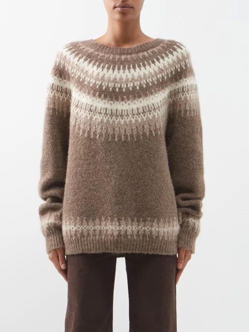 Alyssa Fair Isle-intarsia Alpaca-blend Sweater - Womens - Beige Brown