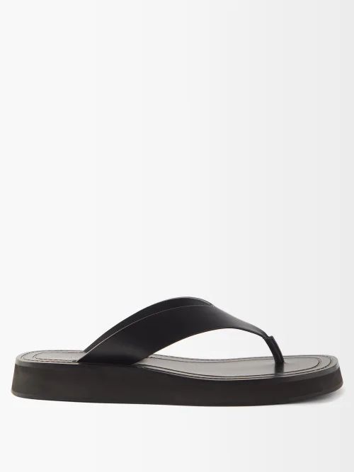 Ginza Toe-post Leather Sandals - Womens - Black