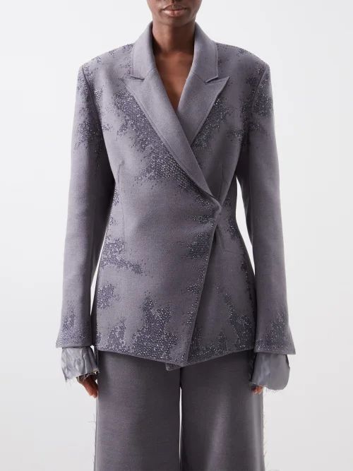 Marfik Crystal-embellished Felt Blazer - Womens - Grey