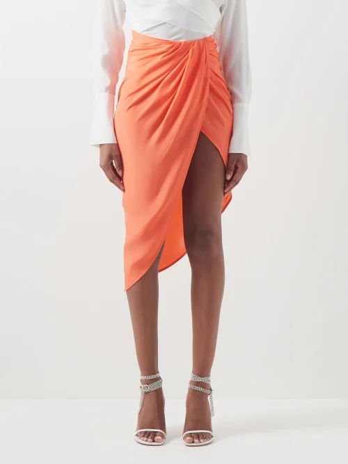 Paita High-rise Silk Wrap Skirt - Womens - Orange