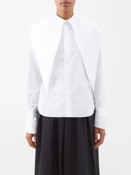 Exaggerated Chelsea-collar Cotton-poplin Shirt - Womens - White